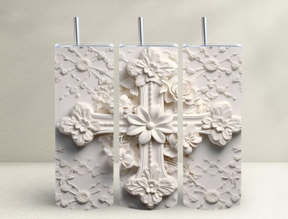 3D Jesus Cross 20oz Tumbler Wrap Crafts