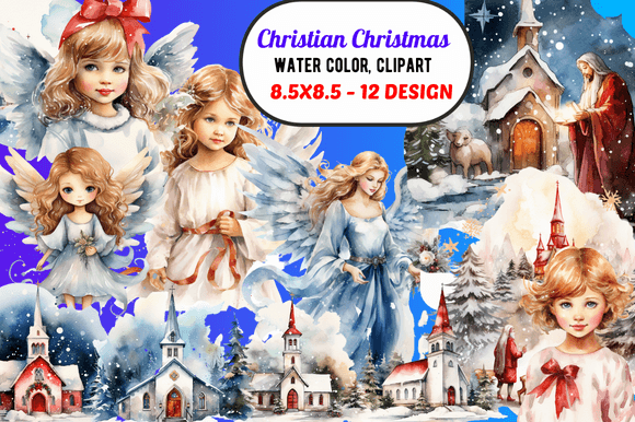 Christian Christmas, Water Color Illustrations