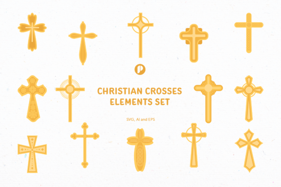 Christian Crosses Elements Set & Illustrations