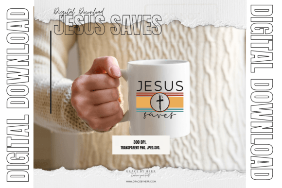 Retro Jesus Saves Christian Tshirt PNG