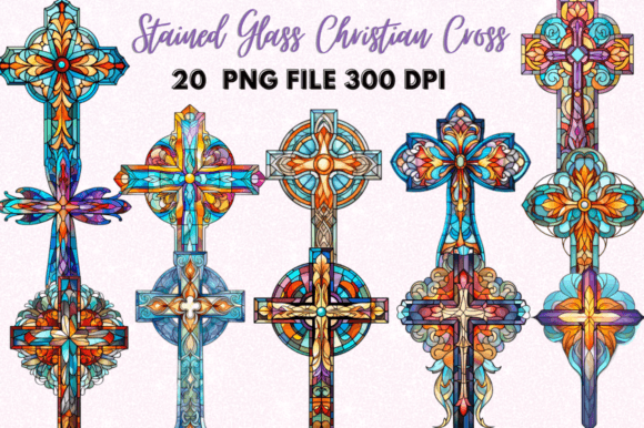 Stained Glass Christian Cross Clipart and Crafts