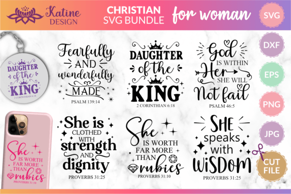 Strong Woman SVG Christian Quotes Bundle