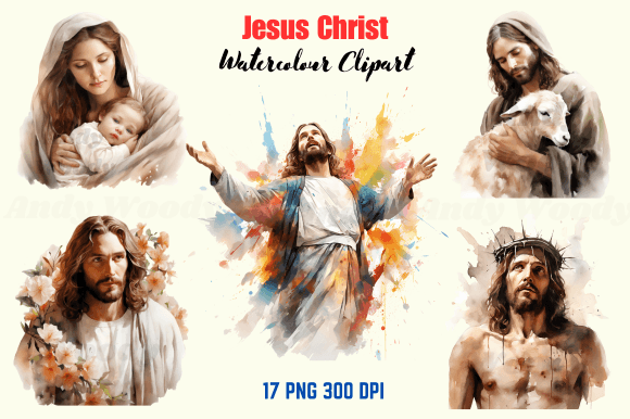 Watercolor Jesus Christ Clipart and Illustrations